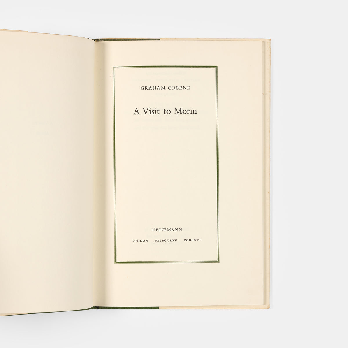 First edition of A Visit to Morin by Graham Greene, inscribed by the author to Harriet Stonor.