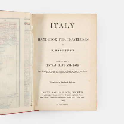 Baedker guidebook of Central italy including an index of the streets of Rome. <br />