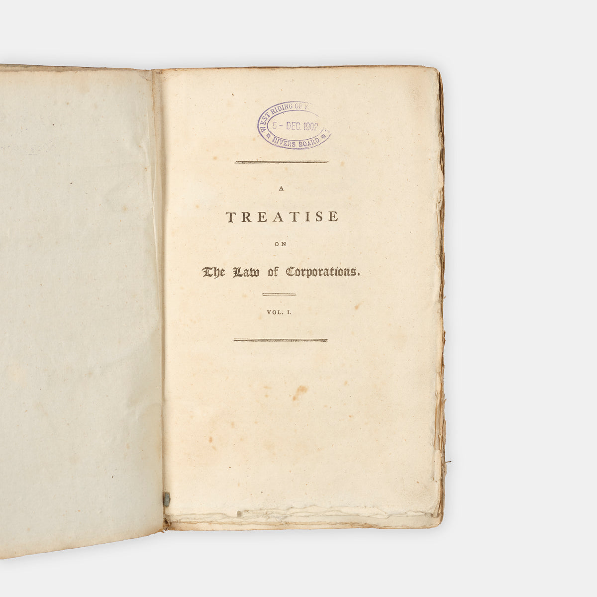 The first edition of Stewart Kyd's Treatise on the Law of Corporations, uncut in the orignal boards