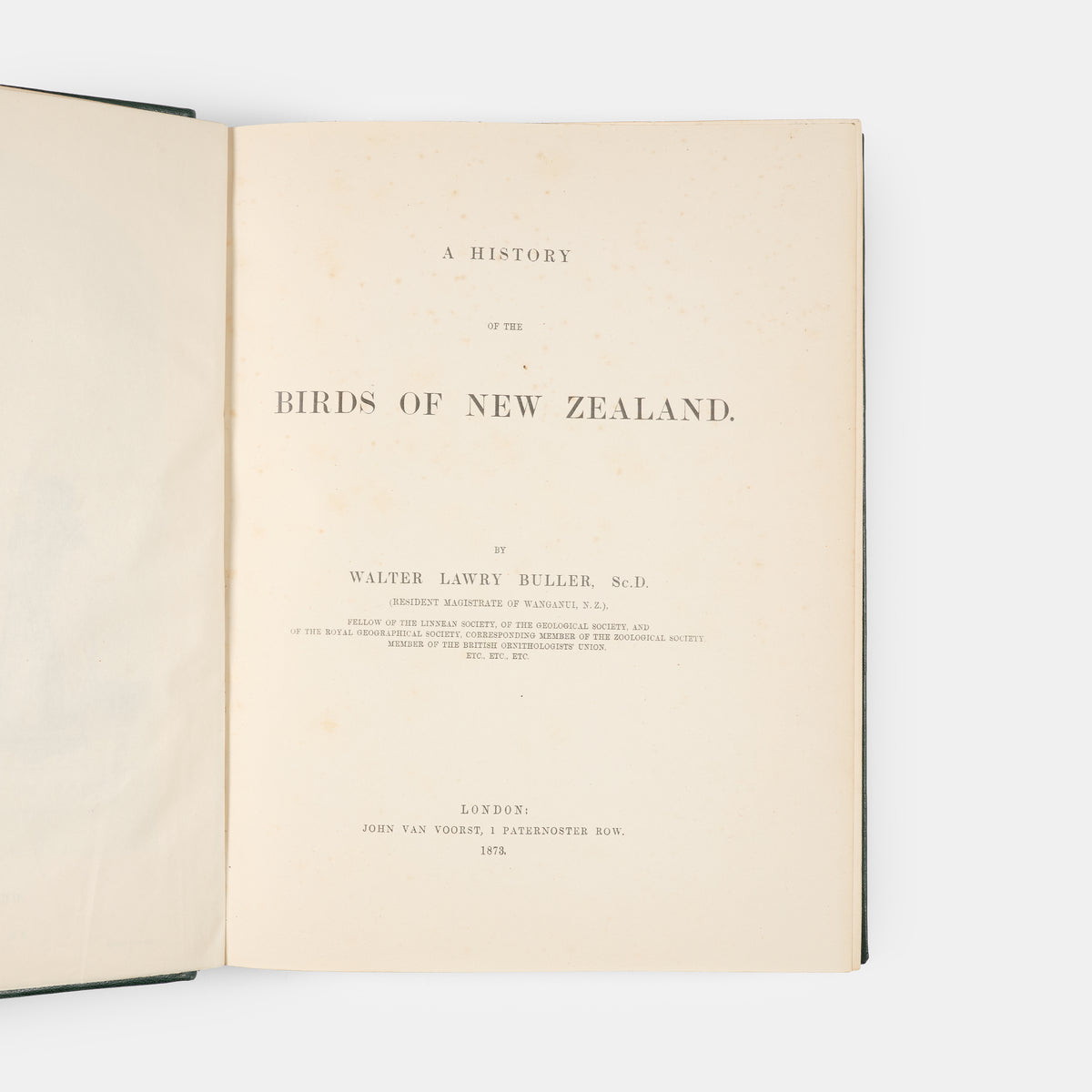 First edition of this ornithological classic, Walter Lowry Buller's History of the Birds of New Zealand, with 36 chromolithographic plates, published in parts in London between 1872 and 1873.