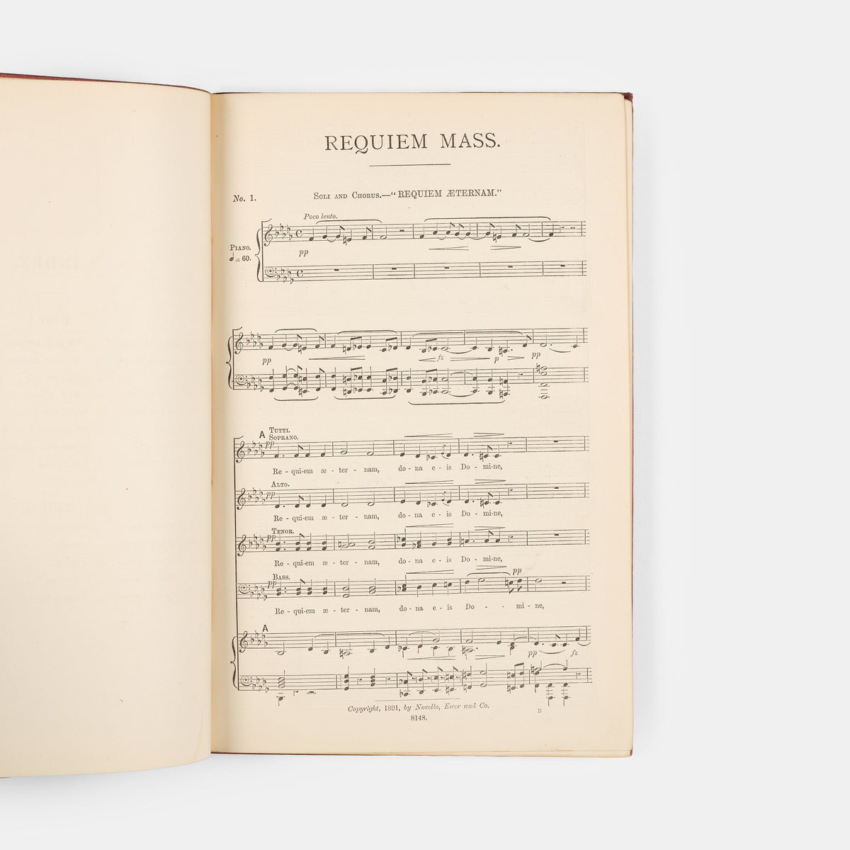 A vocal score of the Requiem Mass by Antonin Dvorak, signed and inscribed by Karel Bendl, first performed in Brimingham on 9 October 1891, Dvorak conducting