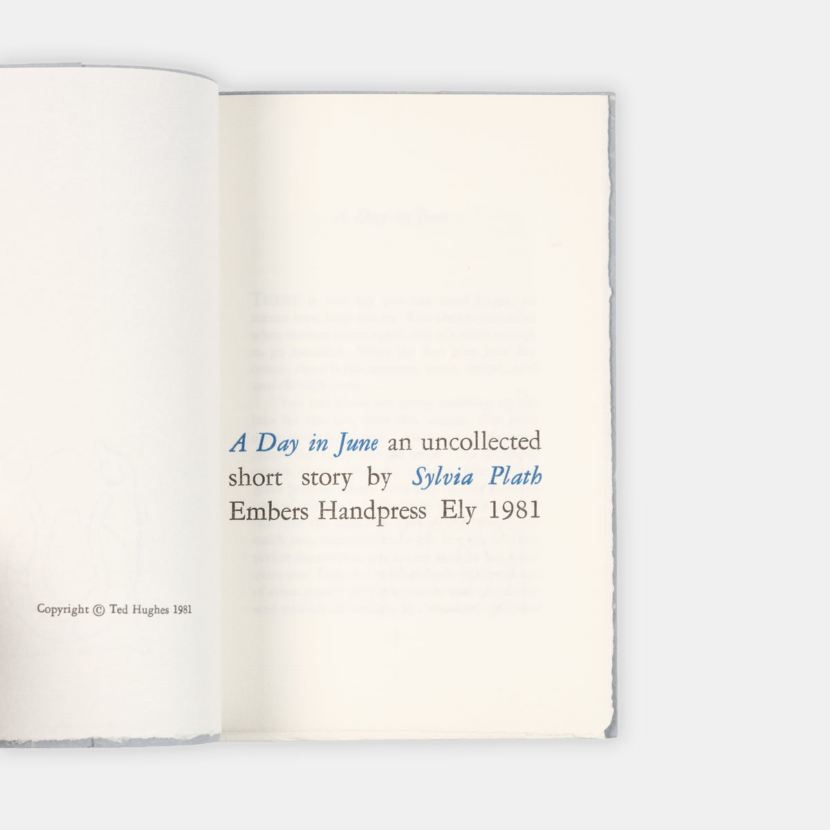 A limited first edition copy of A Day in June by Sylvia Plath.