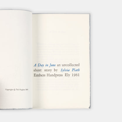 A limited first edition copy of A Day in June by Sylvia Plath.