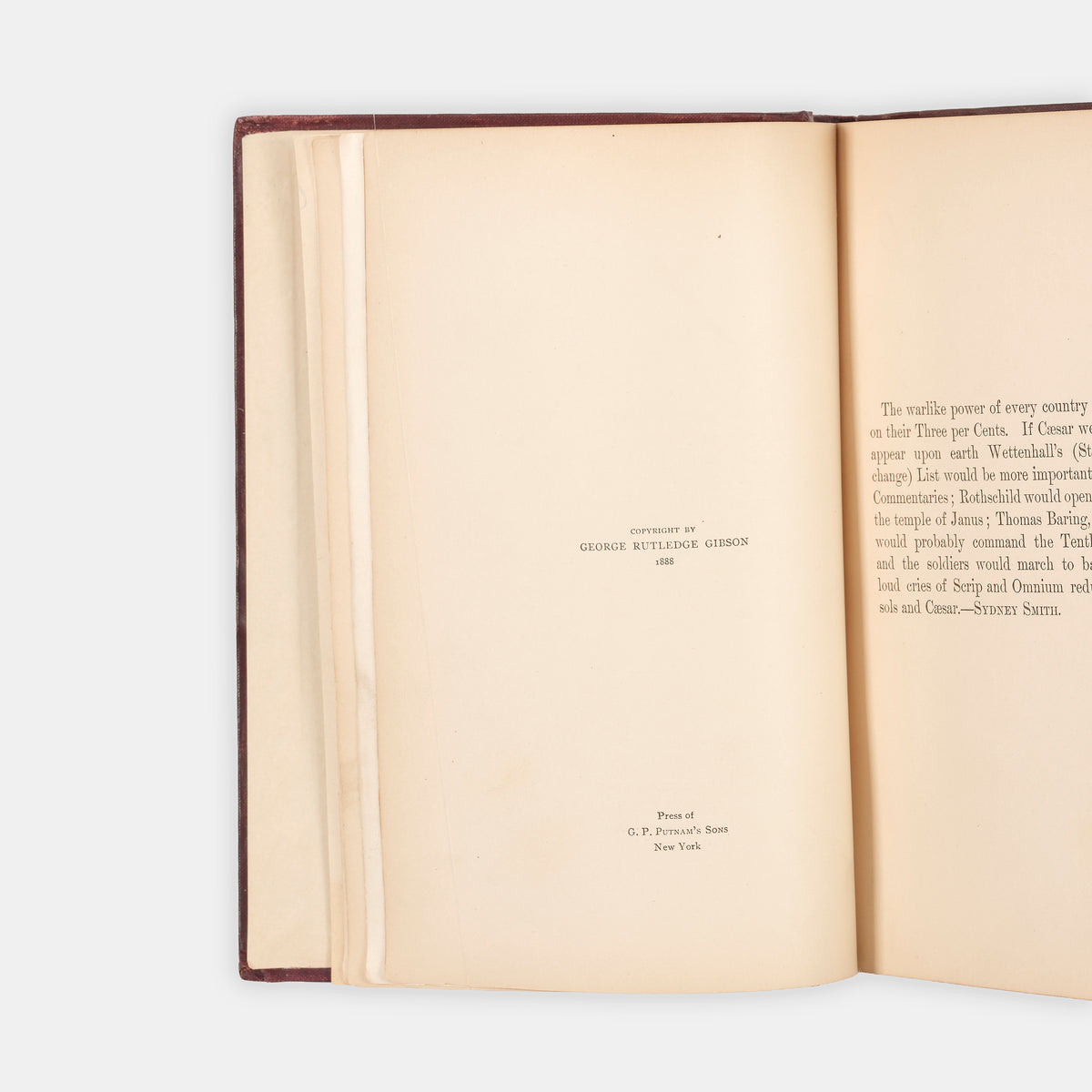 The first edition of Gibson's important work on the operation of the London, Paris, and New York stock exchanges, containing the earliest mention of the efficient market hypothesis