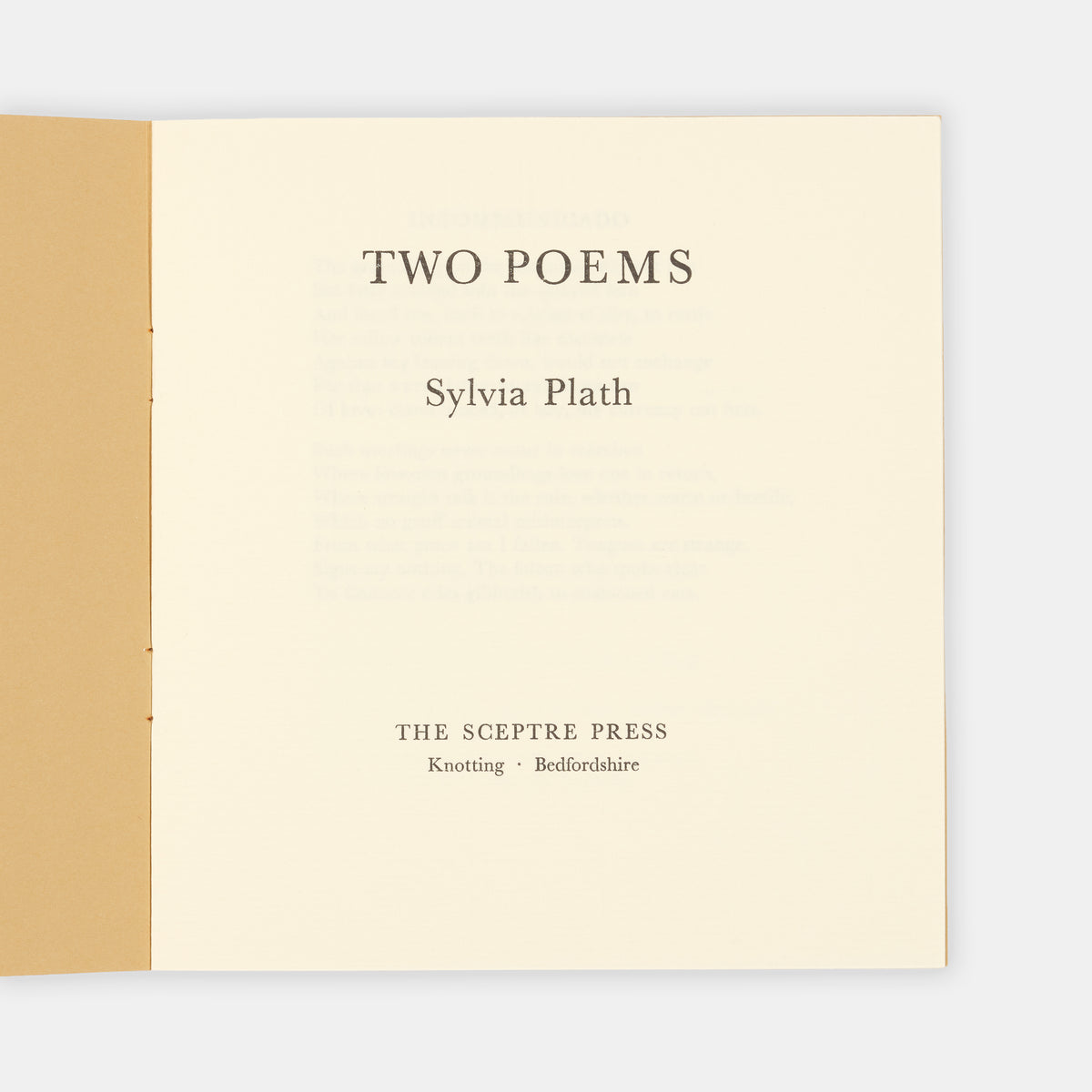 A limited edition copy of Two Poems by Sylvia Plath.