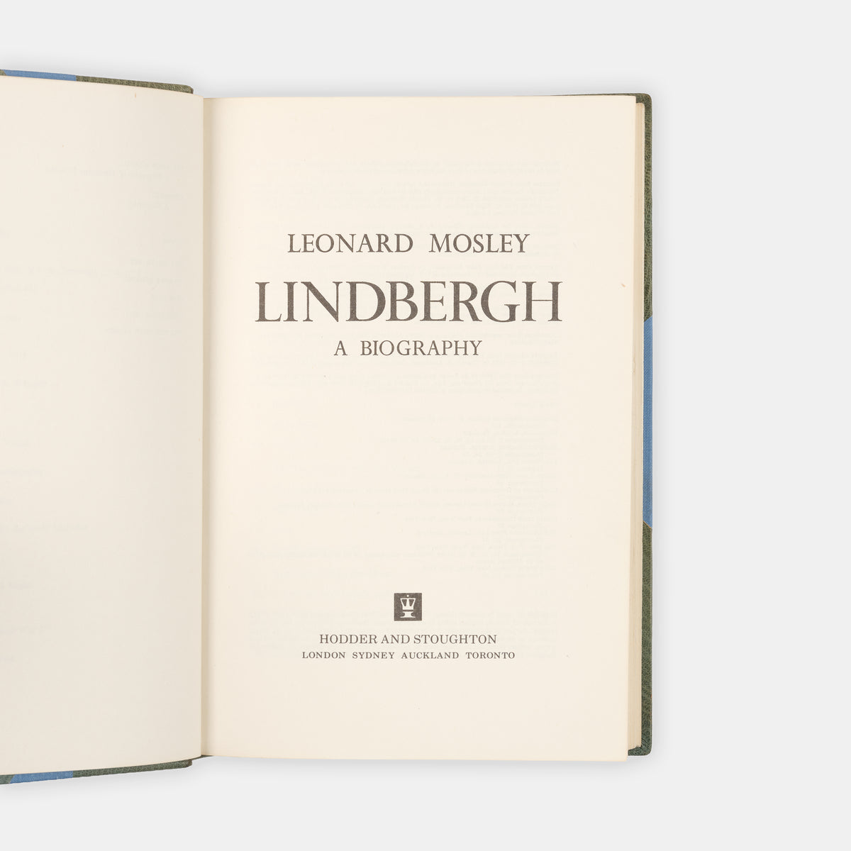 A first edition copy of Lindbergh: A Biography by Leonard Mosley.