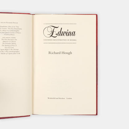 A first edition copy of Edwina: Countess Mountbatten of Burma by Richard Hough.