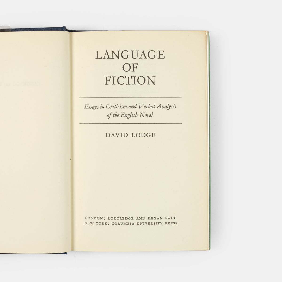 A bright first edition copy of The Language of Fiction by David Lodge.