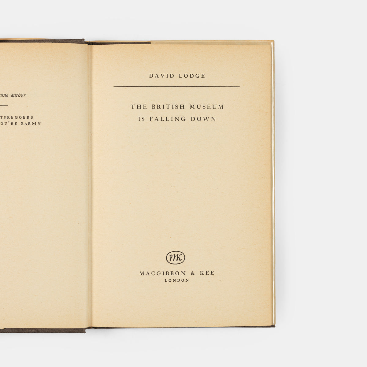 A first edition of The British Museum is Falling Down by David Lodge.
