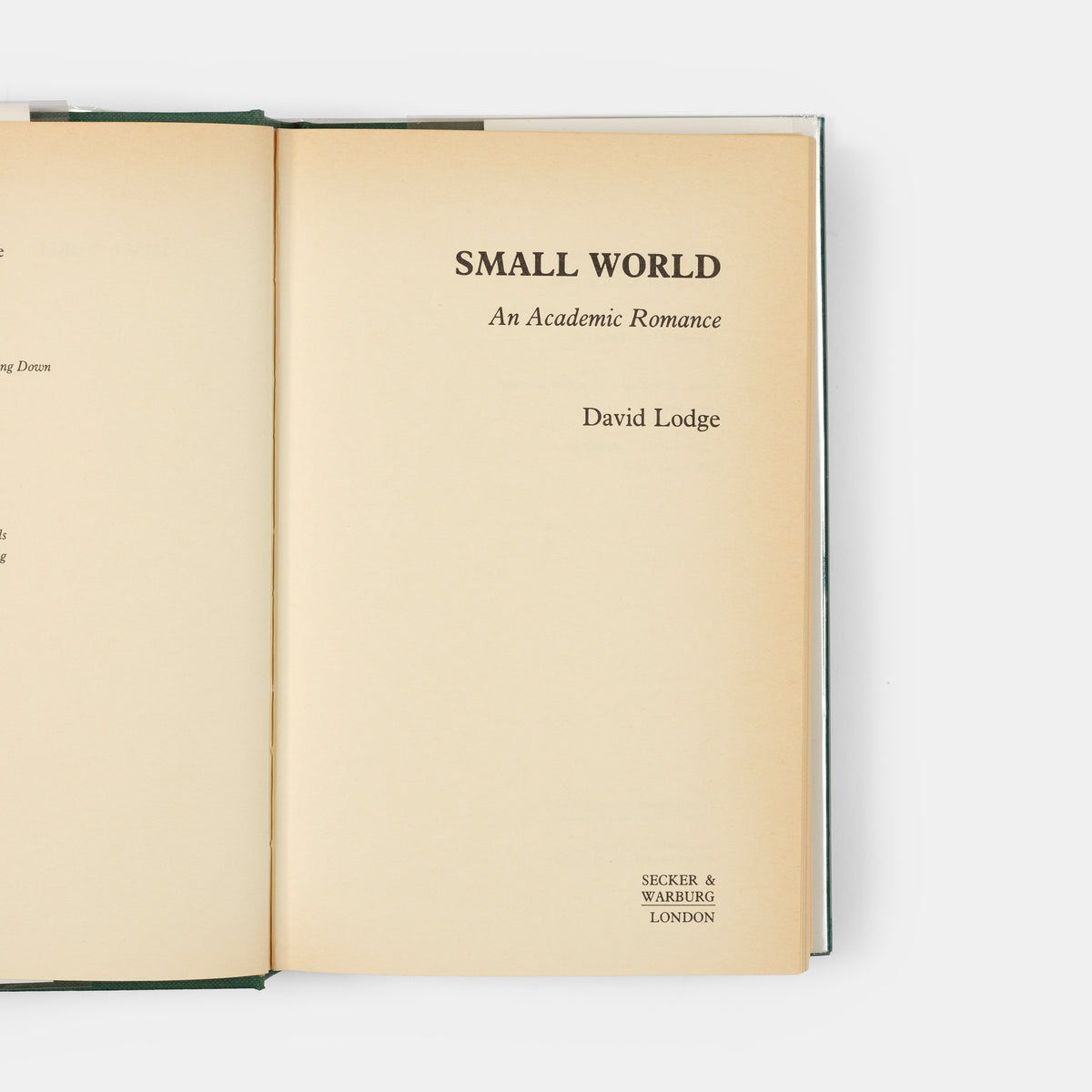 A first edition of Small World by David Lodge.