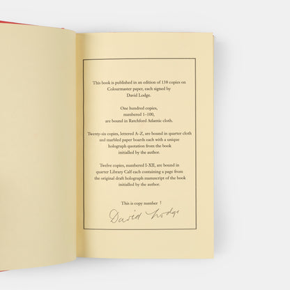 A signed, limited edition copy of Thinks... by David Lodge.