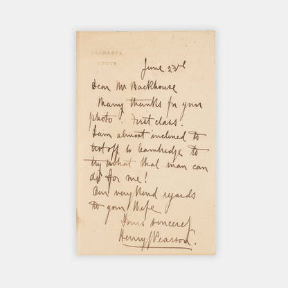 First edition, with a signed letter, of Beyond Petsora Eastward by Henry Pearson, a detailed account of an ornithological journey to North Russia and the Barents Sea.
