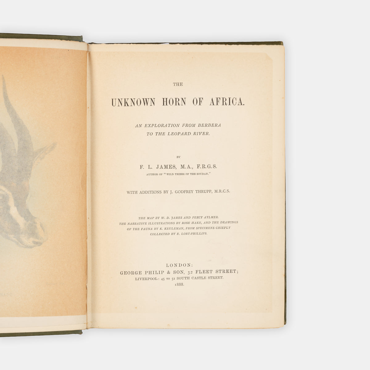 The Deluxe issue of the first edition, with the plates hand-coloured, of The Unknown Horn of Africa by Frank Linsly James.