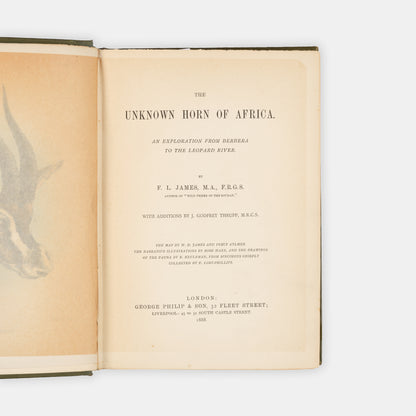The Deluxe issue of the first edition, with the plates hand-coloured, of The Unknown Horn of Africa by Frank Linsly James.