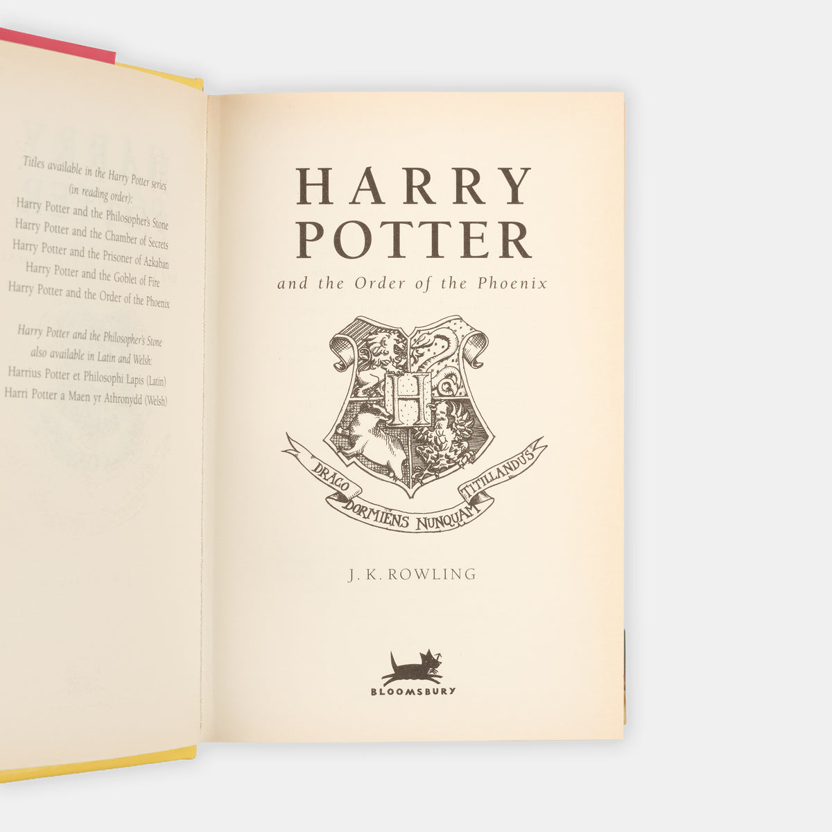 The first edition, first impression of J.K. Rowling's Harry Potter and the Order of the Phoenix, a near-fine copy in the original dust-jacket