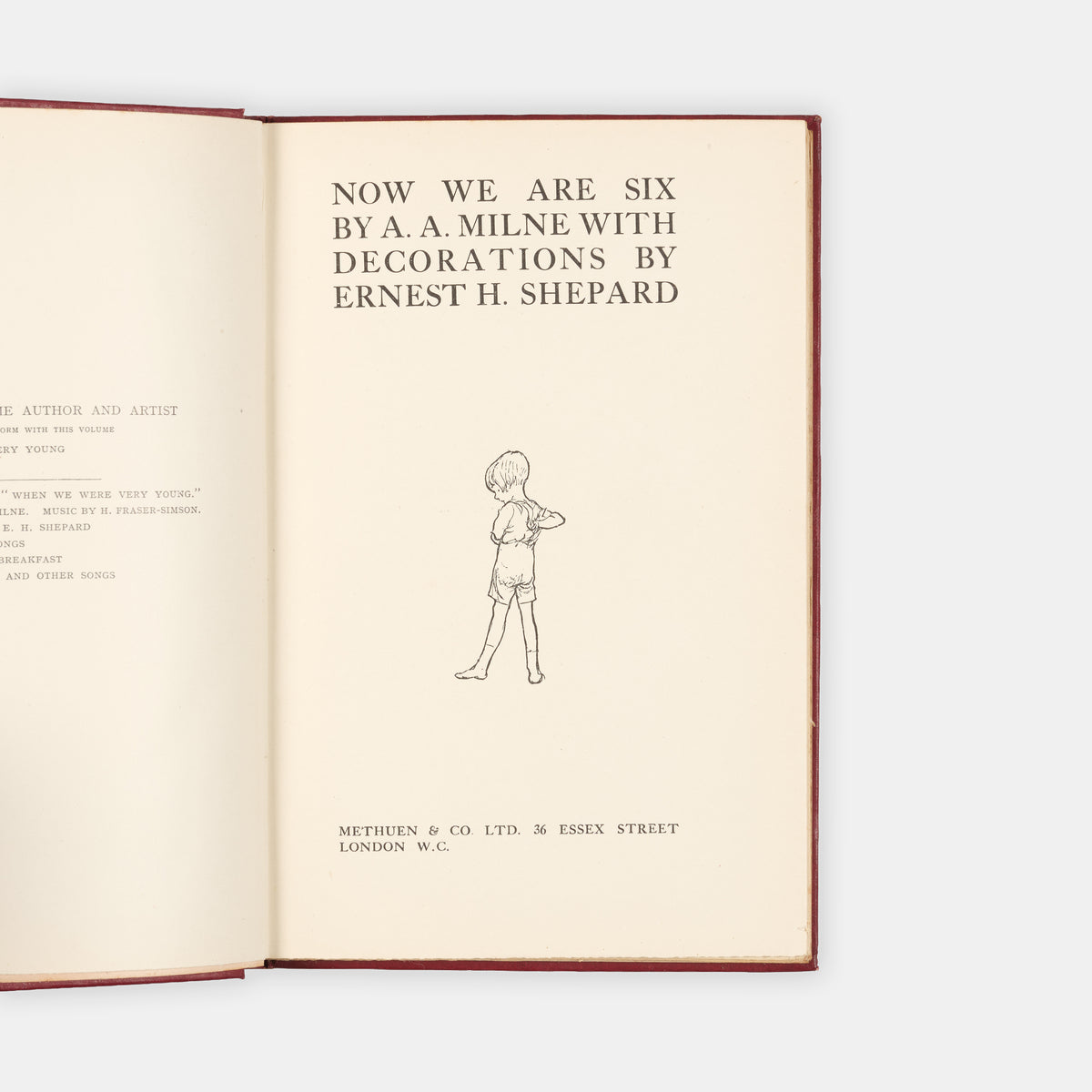 A handsome first edition of Now We Are Six by A.A. Milne with illustrations by E.H. Shepard.
