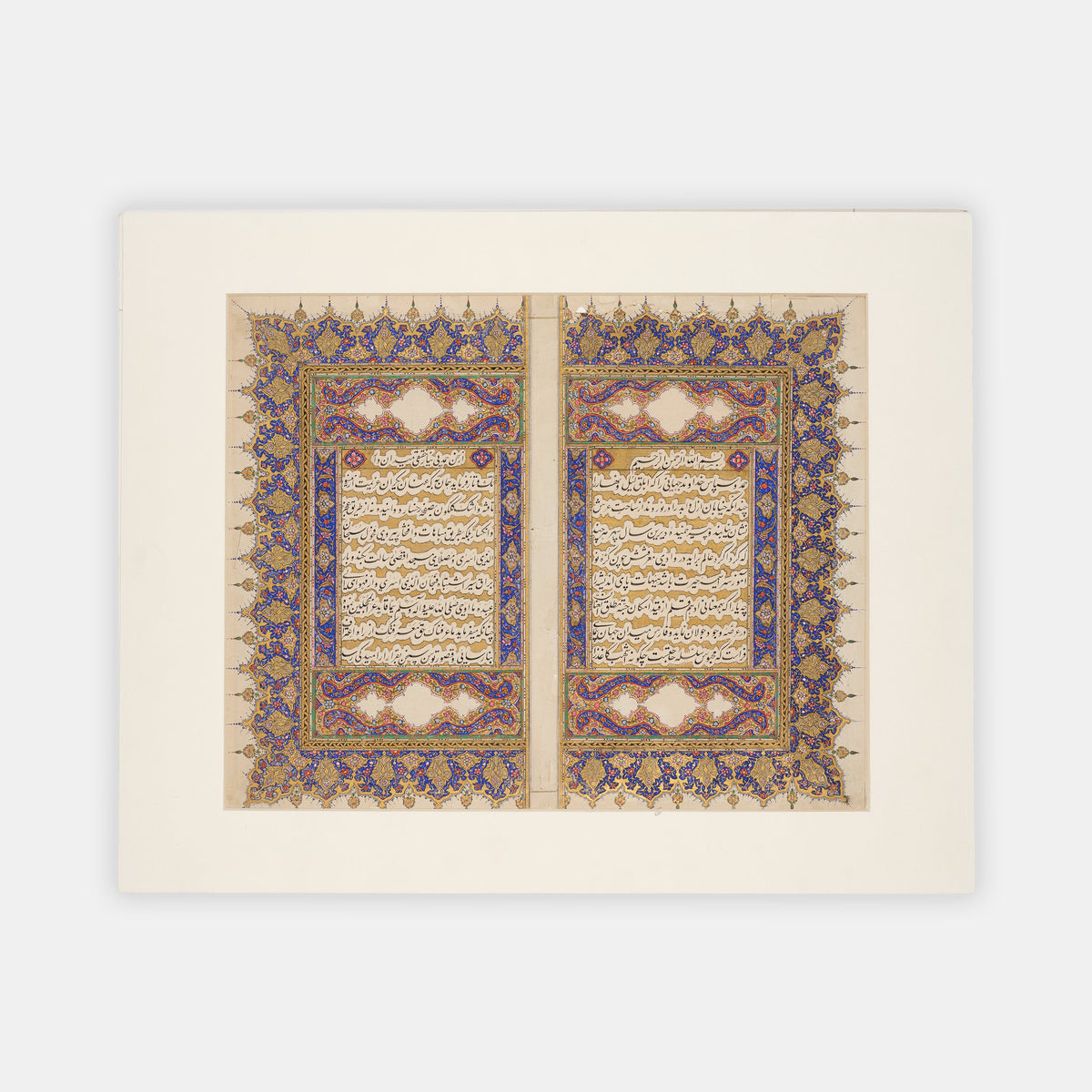 Lovely survival of a magnificently illuminated border design from a qajar manuscript.