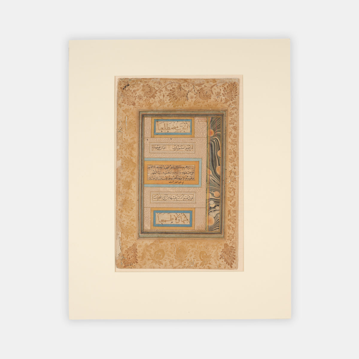 Leaf from a fine calligraphic album page, Safavid Persia, possibly from the Read PErsian Album.