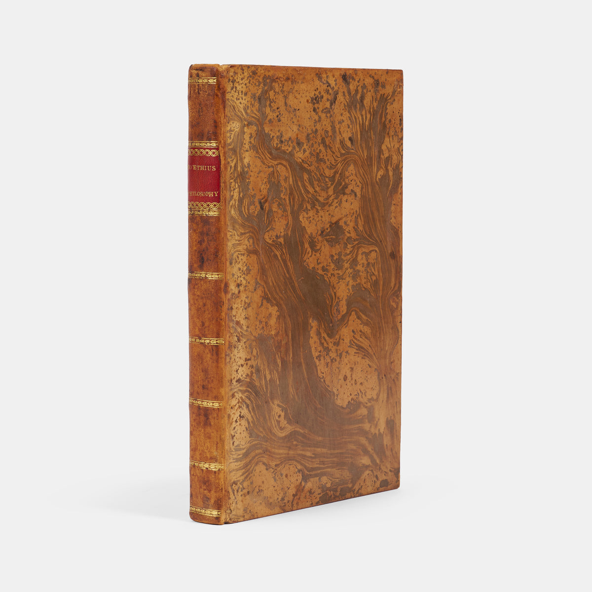 A beautiful example in cotnemporary tree calf of the first Ridpath English-language translation of Boethius' Consolation of Philosophy