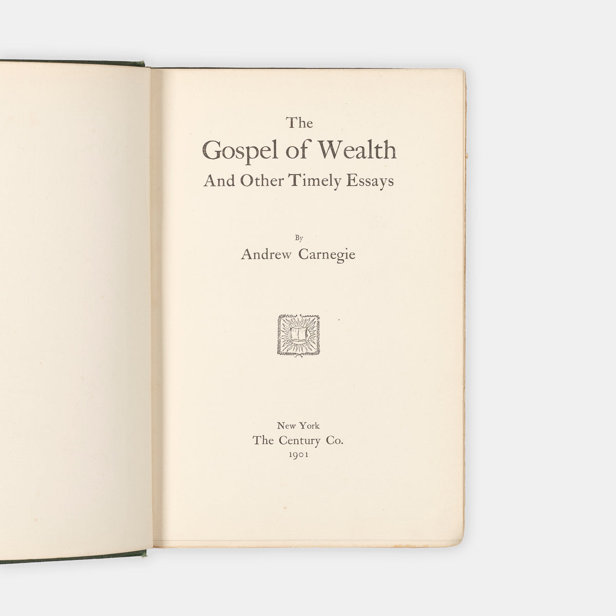 The first edition of Andrew Carnegie's The Gospel of Wealth, inscribed by him to Robert Story, Principal of the University of Glasgow