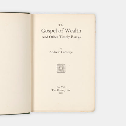 The first edition of Andrew Carnegie's The Gospel of Wealth, inscribed by him to Robert Story, Principal of the University of Glasgow