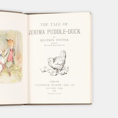 A charming first edition of one of Beatrix Potter's most beloved stories, The Tale of Jemima Puddle-Duck
