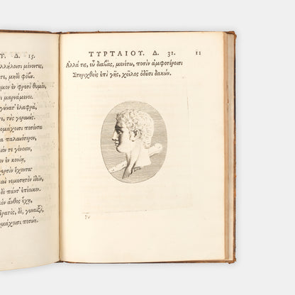 The first Foulis Press edition of Tyrtaeus' panegyric on martial spirit, Spartan Lessons, edited by the classicist James Moor