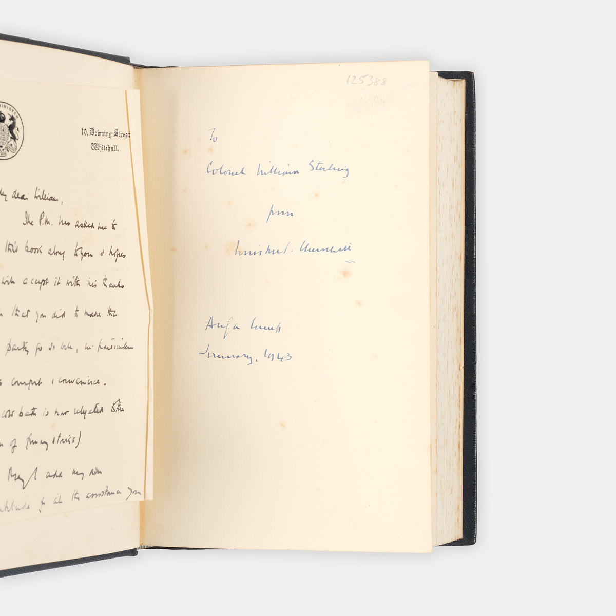 First edition of The Unrelenting Struggle by Winston Churchill, inscribed by the author to the head of Roosevelt's Secret Service Detail.