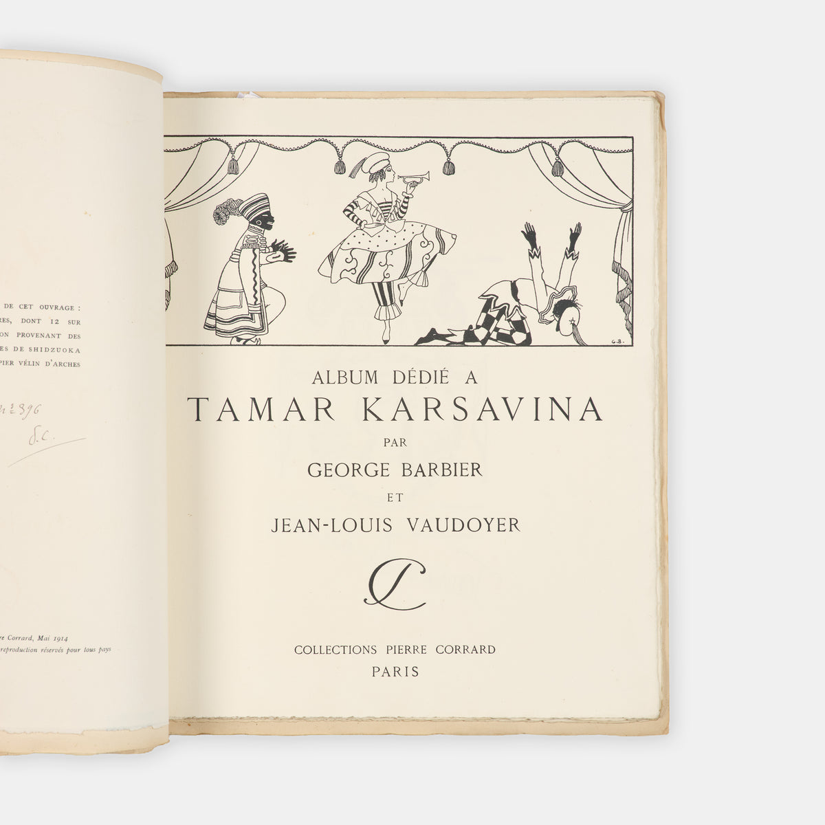 An attractive copy in the original wrappers of Barbier's early masterpiece dedicated to Tamara Karsavina.