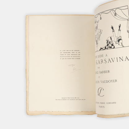 An attractive copy in the original wrappers of Barbier's early masterpiece dedicated to Tamara Karsavina.