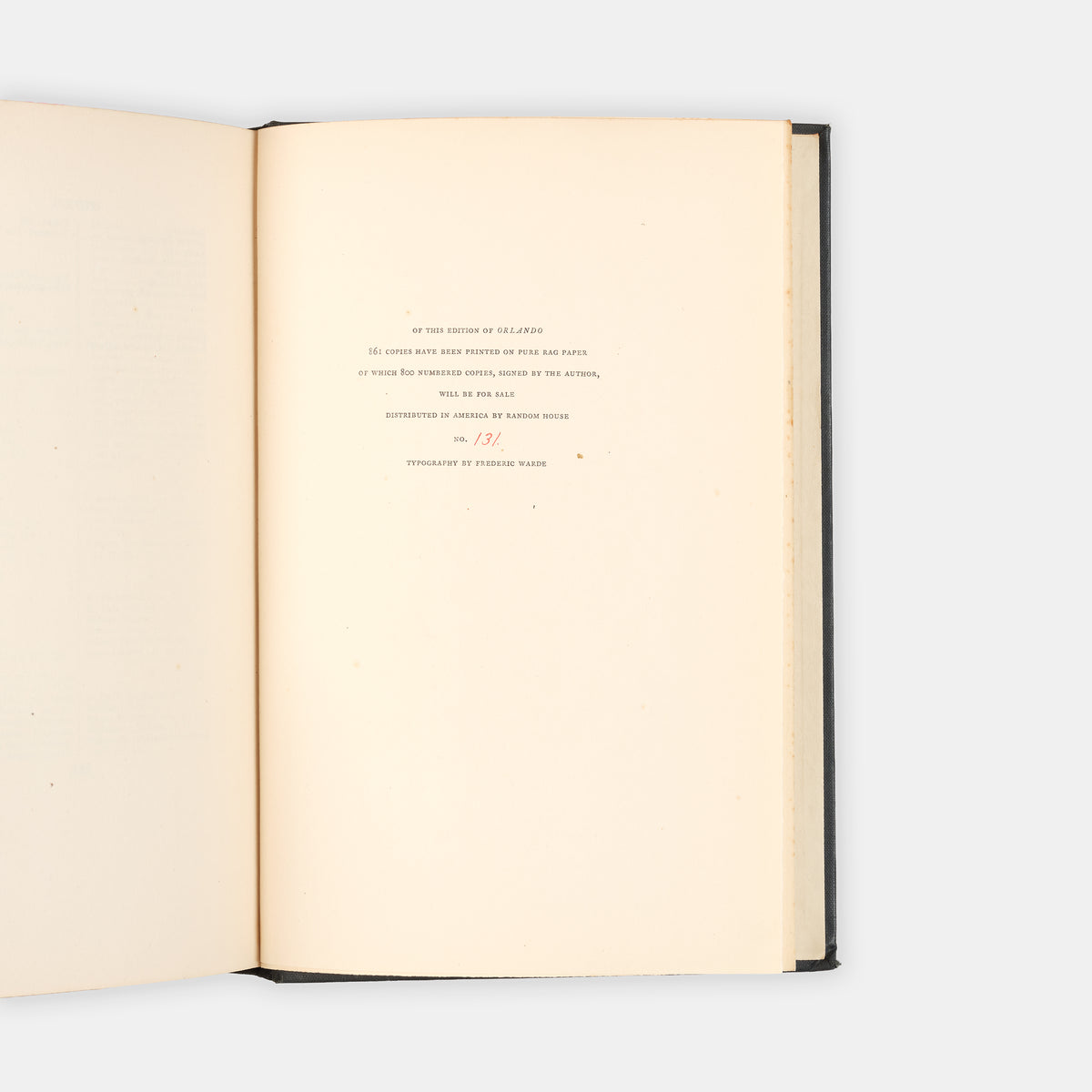 A signed, limited edition copy of Orlando by Virginia Woolf, Nigel Nicholson, Vita Sackville-West's son, declared <em>Orlando</em> to be 'the longest love letter in literature', 1928