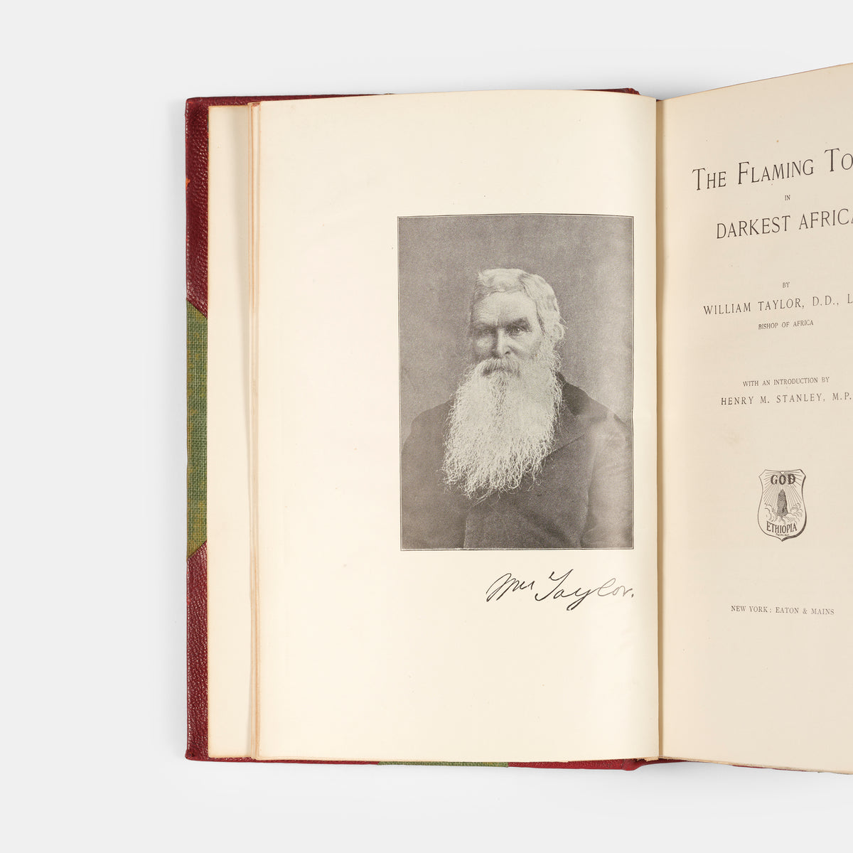 First edition of The Flaming torch in Darkest Africa with an introduction by Henry Morton Stanley, from Stanley's library