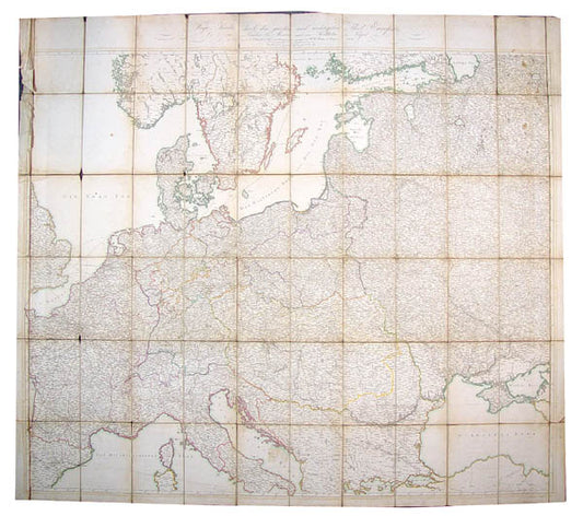 Engraved map, hand-coloured in outline. From London in the West to Moscow in the East, and from Stockholm in the North to Naples in the South.  