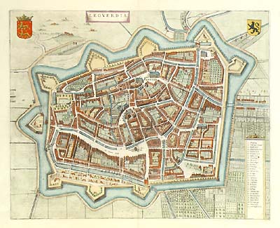 Detailed plan from Joan Blaeu's town book of the Netherlands, first published one year after the Spanish acknowledgement of the Dutch Republic. 