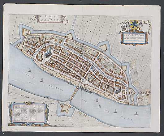 Plan of Campen from Joan Blaeu's town book of the Netherlands, first published one year after the Spanish acknowledgement of the Dutch Republic. 