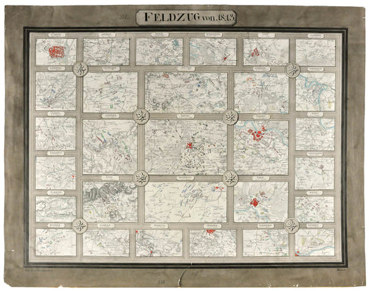 Fine manuscript plans showing all 29 of the battles waged by Napoleon during 1813. Most notably Kalzbach, Klum, Dresden, Liebtwolkwitz and Leipzig. 