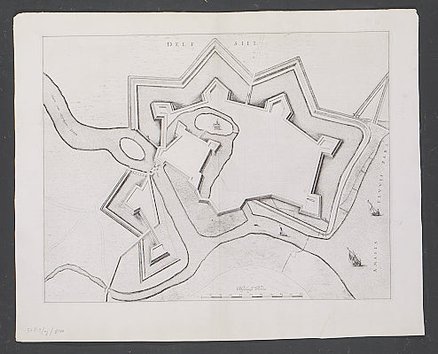 Plan of Delfzijl from Blaeu's town book of the Netherlands, first published one year after the Spanish acknowledgement of the Dutch Republic. 