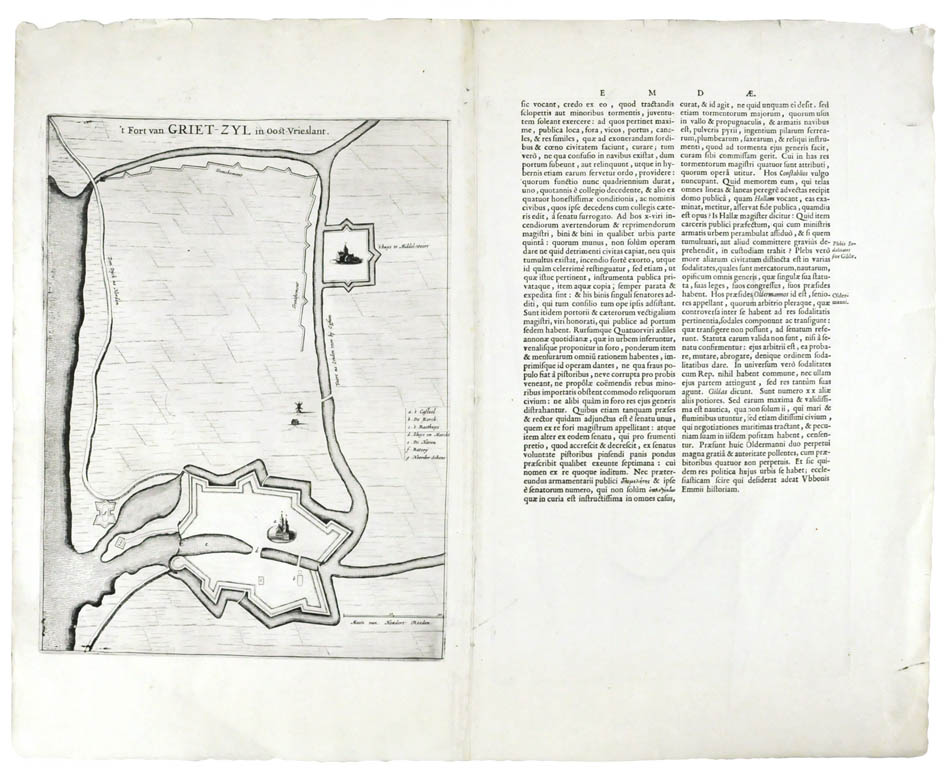 Plan of fortifications from Joan Blaeu's town book of the Netherlands, first published one year after the Spanish acknowledgement of the Dutch Republic. 