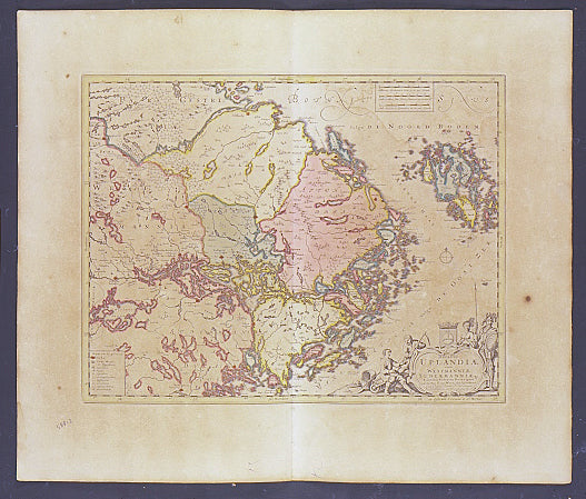 Original hand-coloured, double-page engraved map. 