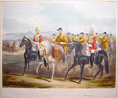ge plate, depicting the band of the Life Guards accompanied by two officers of the Household Cavalry. 