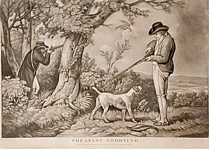 Extremely rare set of 4 shooting prints depicting different shoots thorughout the year after George Morland.