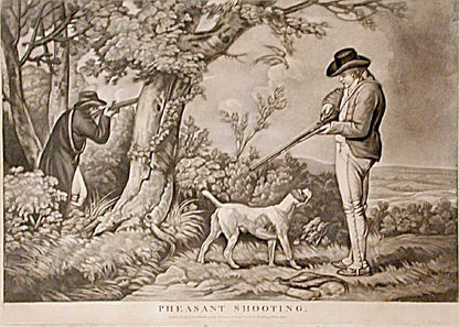 Extremely rare set of 4 shooting prints depicting different shoots thorughout the year after George Morland.