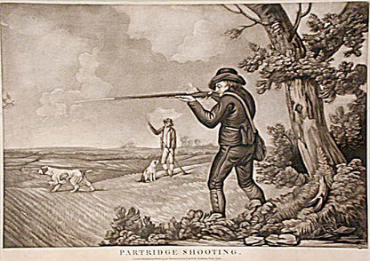 Extremely rare set of 4 shooting prints depicting different shoots thorughout the year after George Morland.