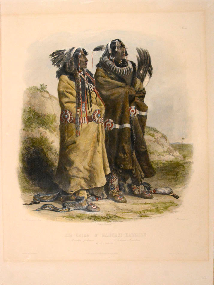 Bodmer made this full-length double portrait whilst at Fort Clark in December 1833. 