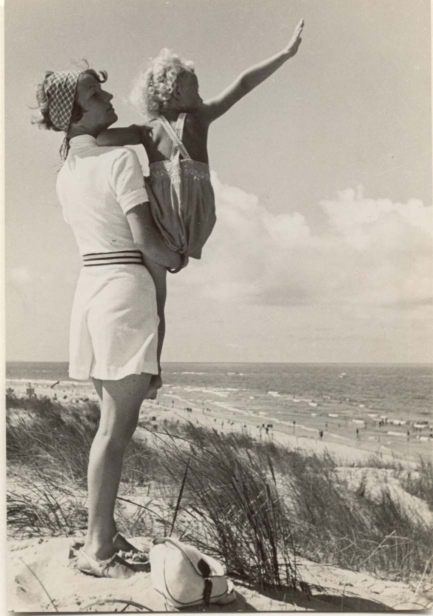 Beach Scene With Mother and Child