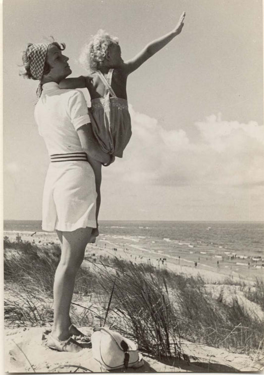 Beach Scene With Mother and Child