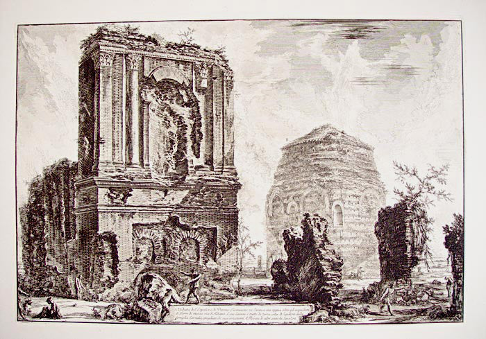 A Veduta del Sepolcro di Pisone Liciniano su l'antica via appia, oltre gli acquidotti di Torre di mezza via d' Albano. 