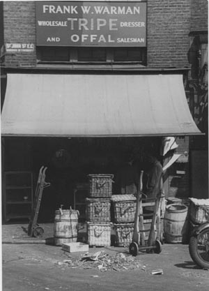 London, Smithfield Market [Tripe and Offal shop].
