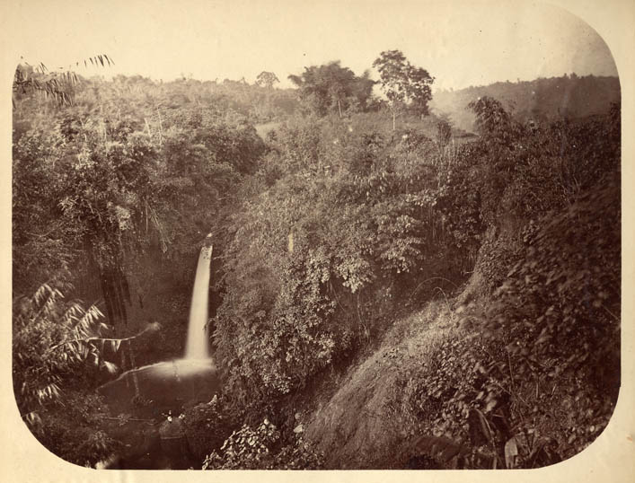 [Small waterfall near Bandang, Java].