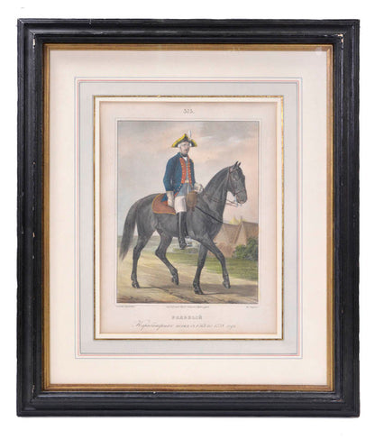 A fine hand-coloured lithograph, heightened with gold, showing Russian Officers by Jules Renard Draner.